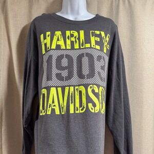 Harley Davidson Long Sleeve Shirt XL Pensacola Gray Motorcycle Graphic‎ Tee